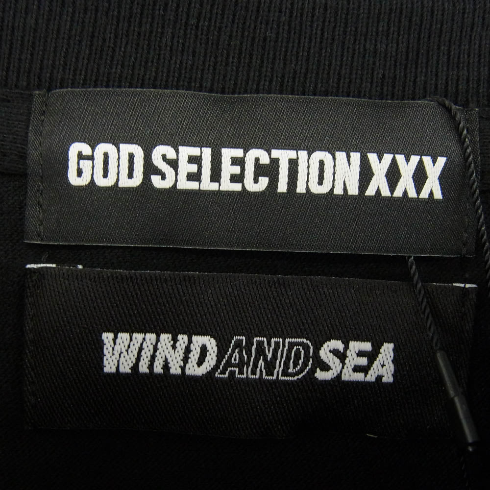 GOD SELECTION XXX ゴッドセレクション GX-A21-WSST-01 × WIND AND SEA ウィンダンシー SEA ロゴ プリント 半袖 Tシャツ ブラック系 M【新古品】【未使用】【中古】
