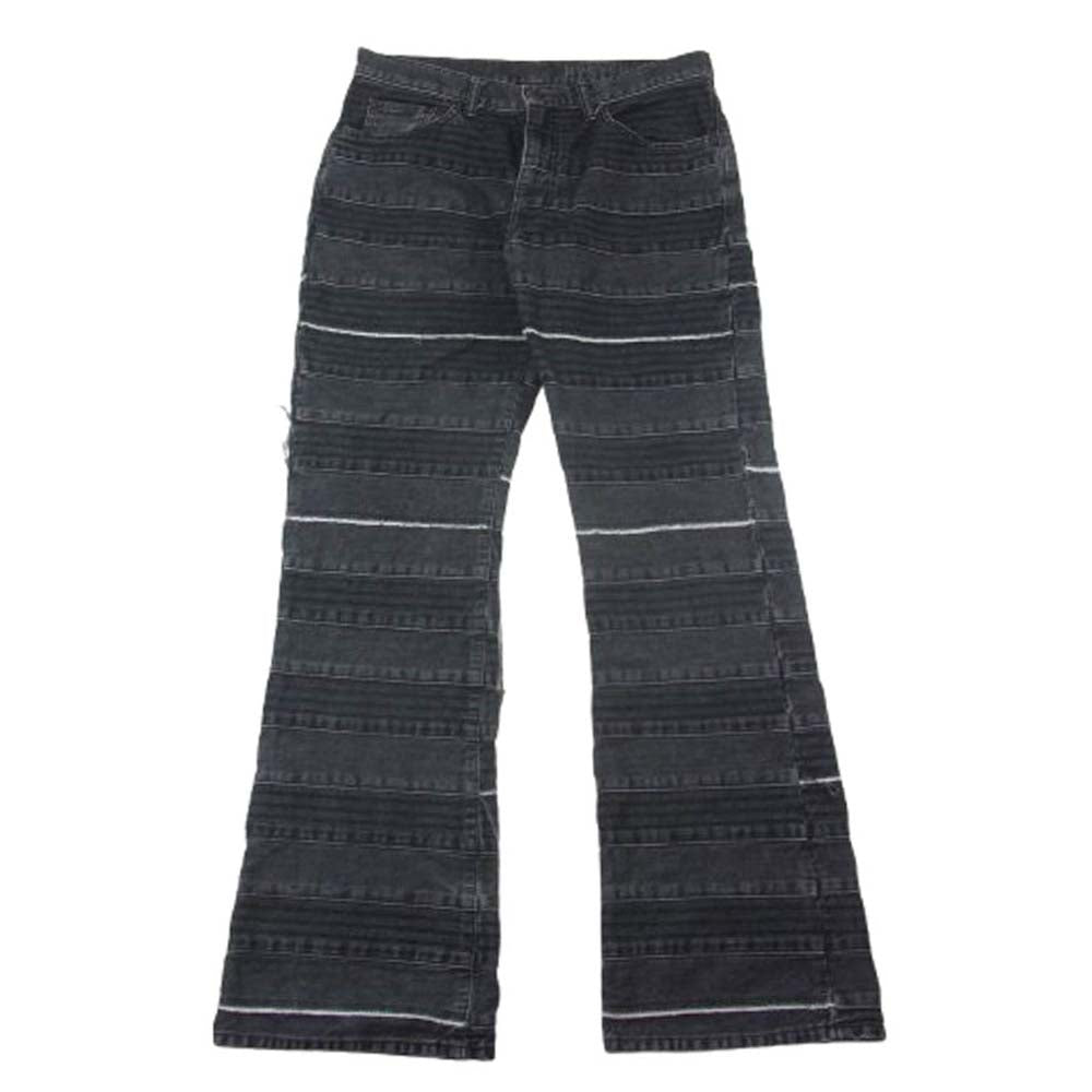 HYSTERIC GLAMOUR ヒステリックグラマー 02212AP01 ウミヘビ ツギハギ スクラッチ フレア デニムパンツ ブラック系 30【中古】