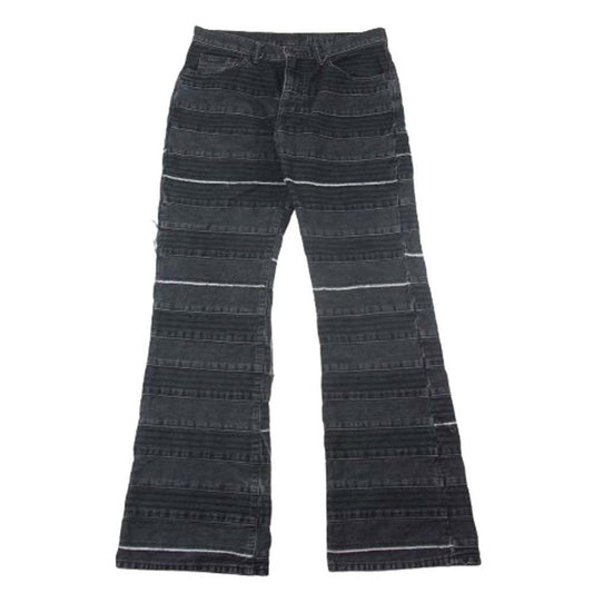 HYSTERIC GLAMOUR ヒステリックグラマー 02212AP01 ウミヘビ ツギハギ スクラッチ フレア デニムパンツ ブラック系 30【中古】