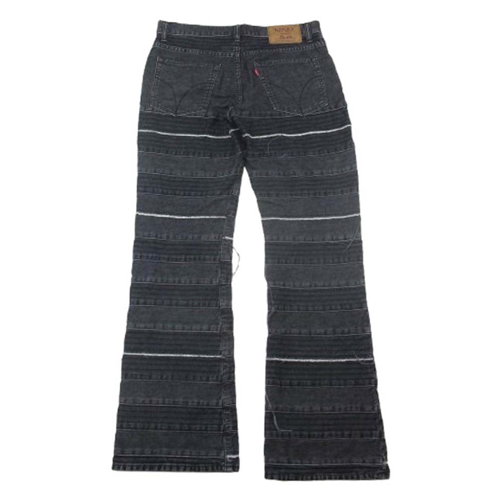 HYSTERIC GLAMOUR ヒステリックグラマー 02212AP01 ウミヘビ ツギハギ スクラッチ フレア デニムパンツ ブラック系 30【中古】