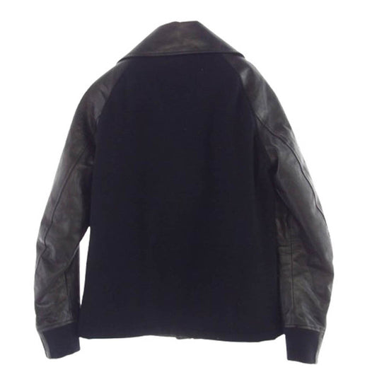 ISAMUKATAYAMA BACKLASH イサムカタヤマバックラッシュ 15AW 1547-01 SOS MYRTILLE ホース レザー ウール ジップ アップ ブルゾン ブラック系 L【中古】