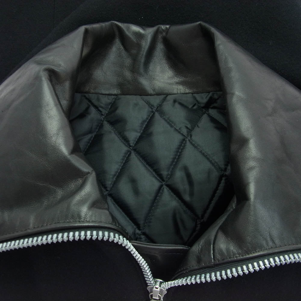 ISAMUKATAYAMA BACKLASH イサムカタヤマバックラッシュ 15AW 1547-01 SOS MYRTILLE ホース レザー ウール ジップ アップ ブルゾン ブラック系 L【中古】