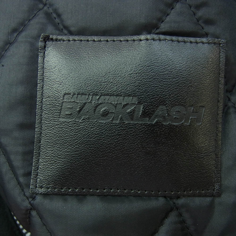 ISAMUKATAYAMA BACKLASH イサムカタヤマバックラッシュ 15AW 1547-01 SOS MYRTILLE ホース レザー ウール ジップ アップ ブルゾン ブラック系 L【中古】