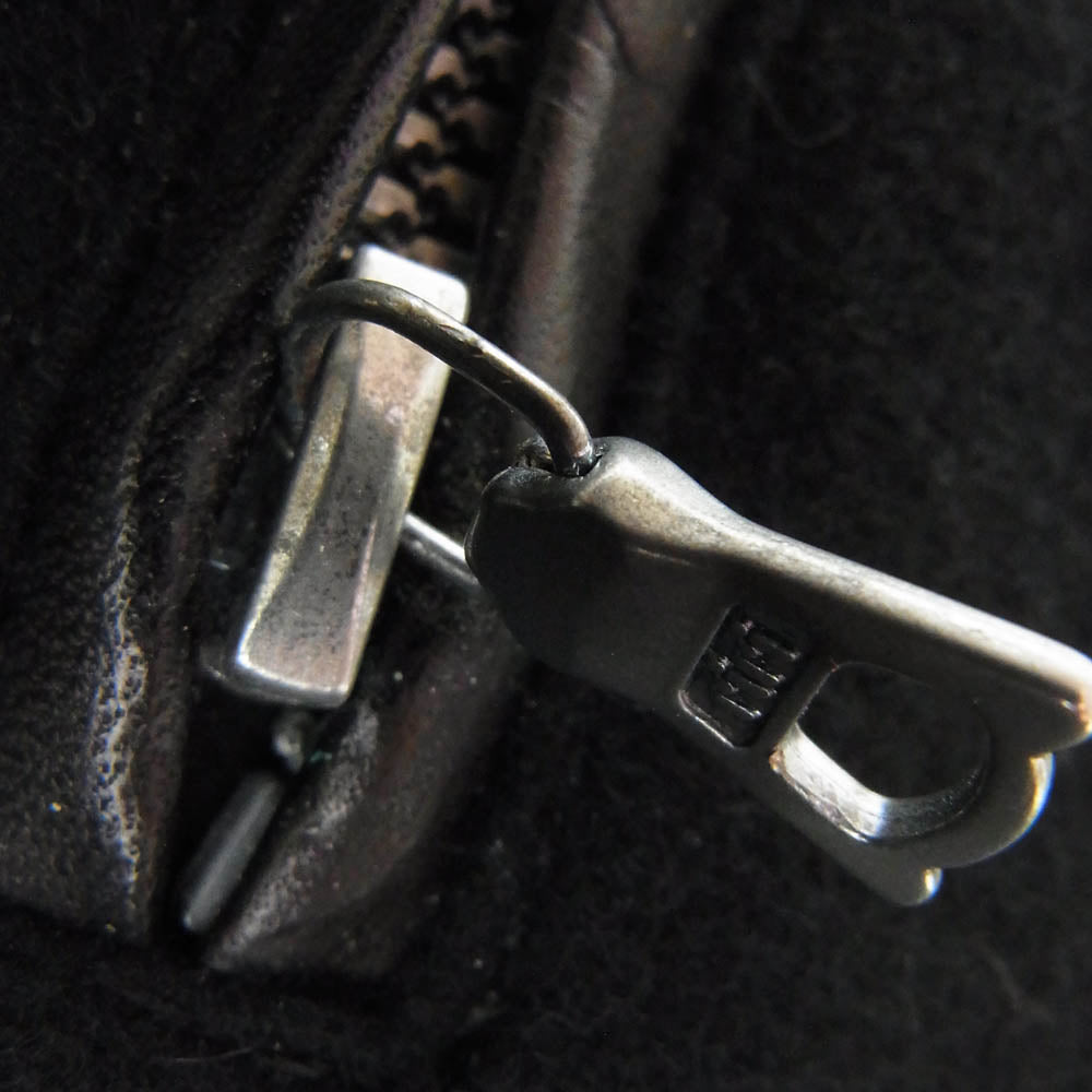 ISAMUKATAYAMA BACKLASH イサムカタヤマバックラッシュ 15AW 1547-01 SOS MYRTILLE ホース レザー ウール ジップ アップ ブルゾン ブラック系 L【中古】