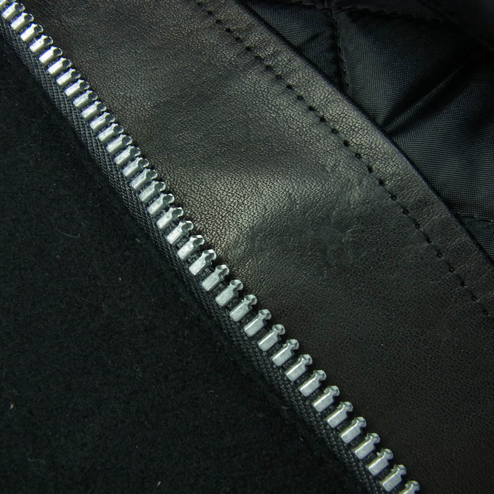 ISAMUKATAYAMA BACKLASH イサムカタヤマバックラッシュ 15AW 1547-01 SOS MYRTILLE ホース レザー ウール ジップ アップ ブルゾン ブラック系 L【中古】