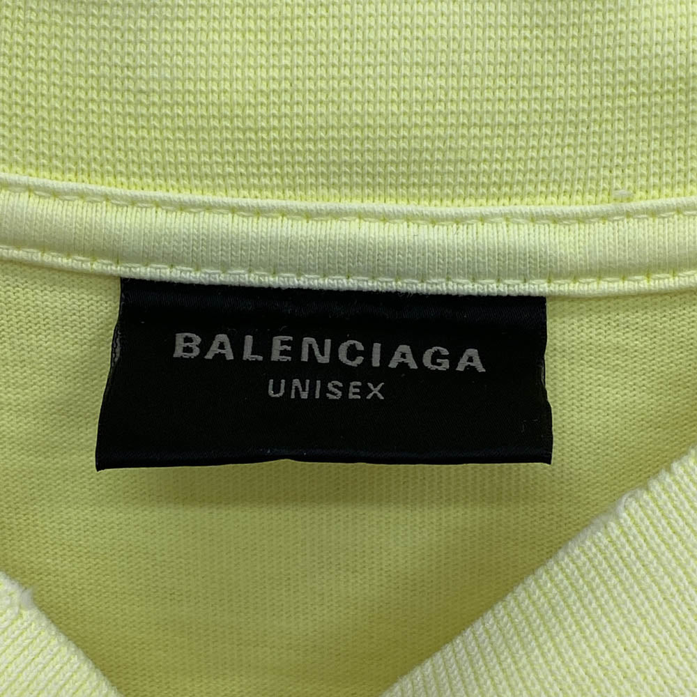 BALENCIAGA バレンシアガ 23SS 739784 TOVA9 テープロゴプリント ダメージ加工 半袖Tシャツ イエロー系 M【中古】