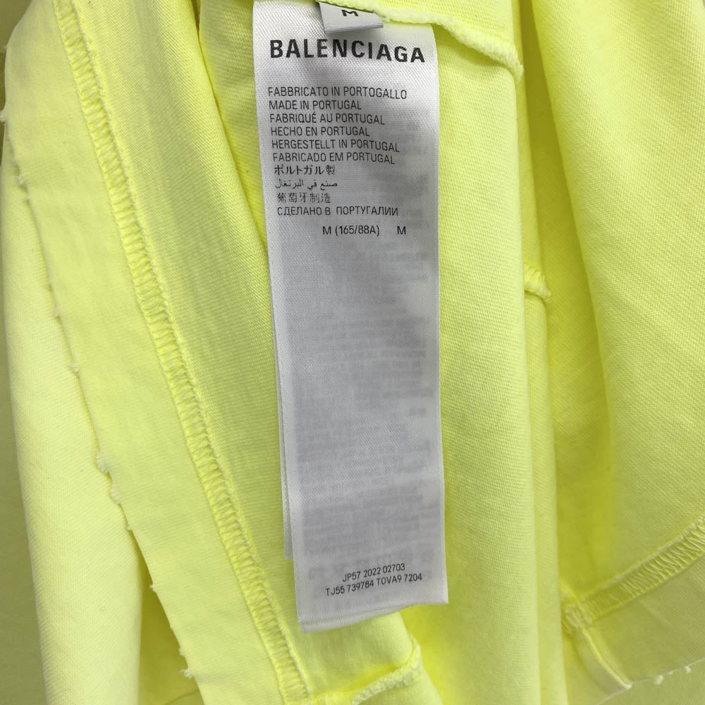 BALENCIAGA バレンシアガ 23SS 739784 TOVA9 テープロゴプリント ダメージ加工 半袖Tシャツ イエロー系 M【中古】