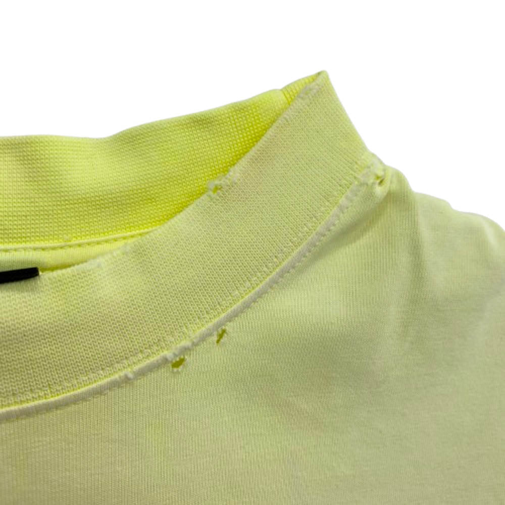BALENCIAGA バレンシアガ 23SS 739784 TOVA9 テープロゴプリント ダメージ加工 半袖Tシャツ イエロー系 M【中古】