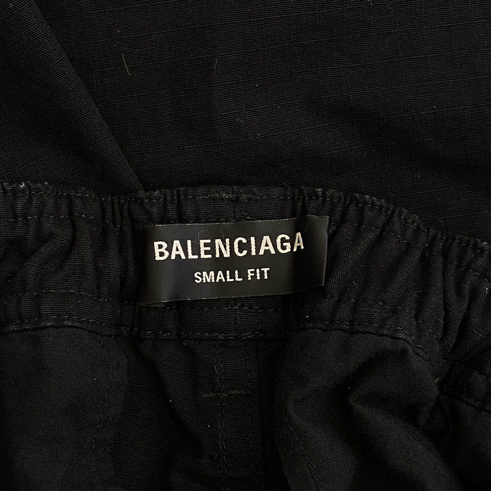 BALENCIAGA バレンシアガ 23SS 698940 TKP27 ドローストリング カーゴ ロング パンツ ブラック系 48【中古】