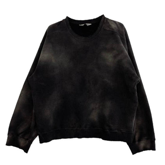 ANCELLM アンセルム ANC-CT87-C UNEVENNESS SWEAT SHIRT ロゴ刺繍 ユーズド加工 スウェットシャツ トレーナー チャコールグレー系 1【中古】