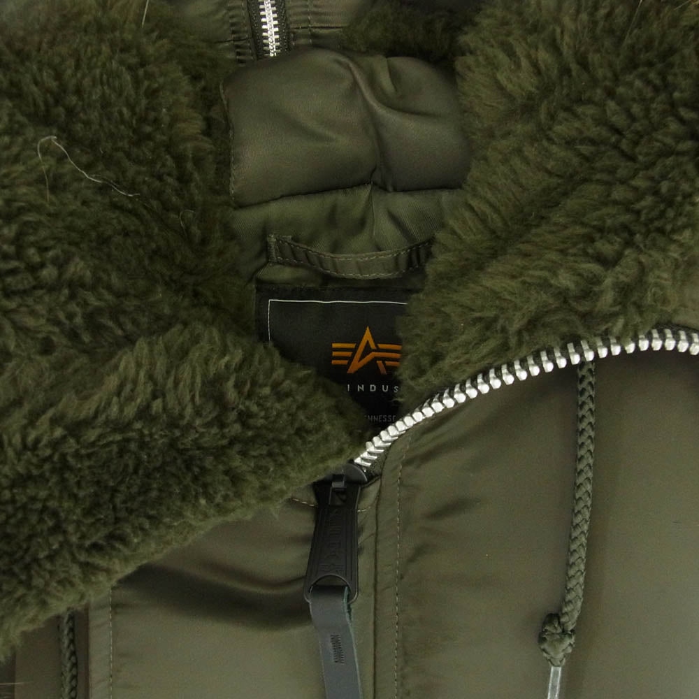 ALPHA アルファ 2010-576 N-2B フェイクファーフード フライト ボンバー ジャケット カーキ系 M【中古】