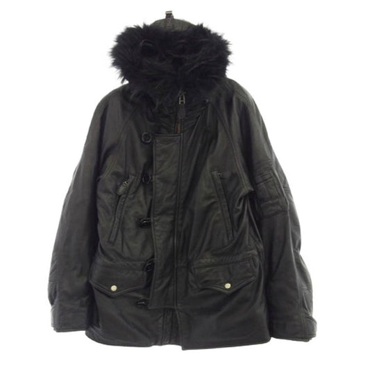 KADOYA カドヤ N-3 BR M.I.R SPEC レザー N-3B ファーフードコート ジャケット ブラック系 M【中古】