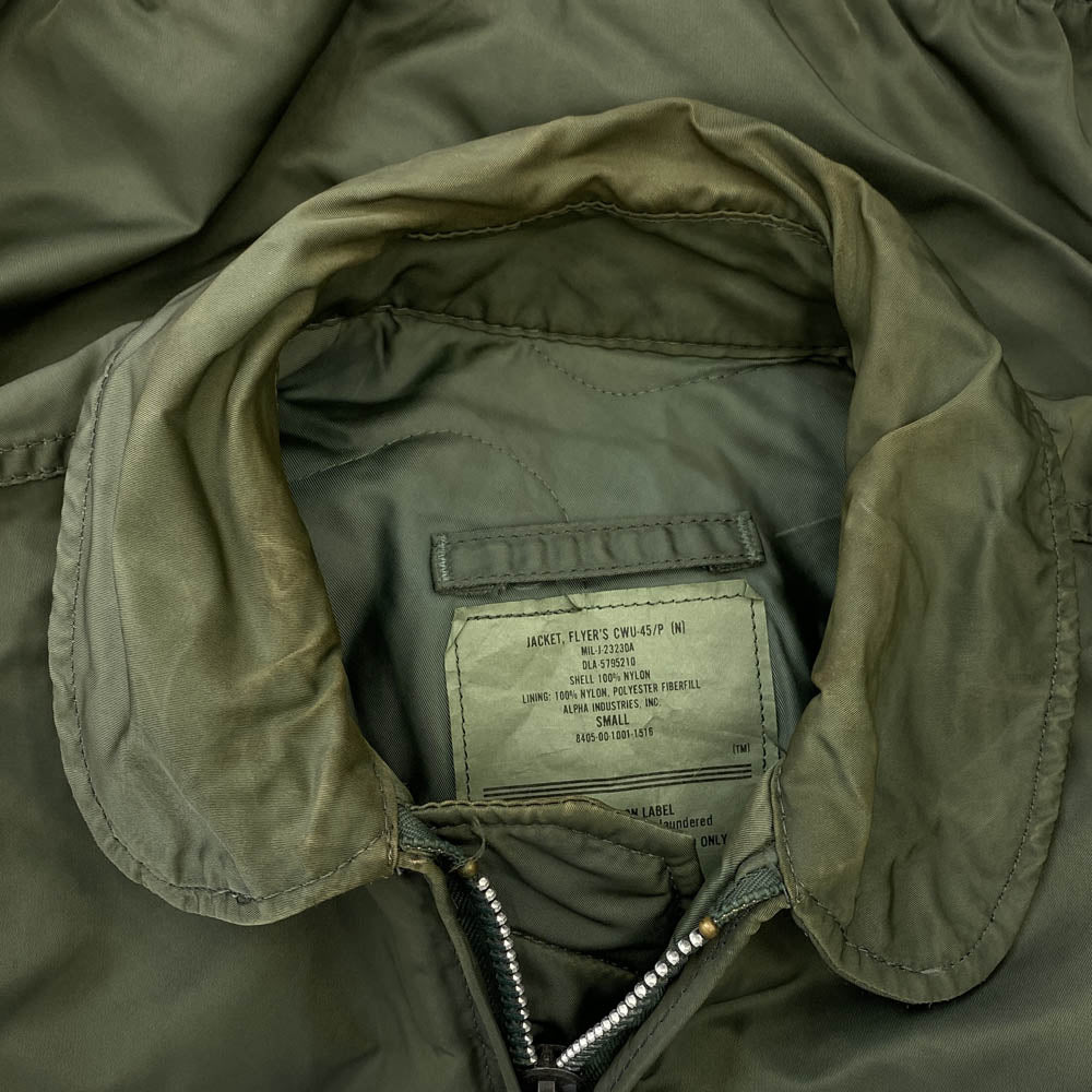 ALPHA アルファ 8405-00-1001-1516 USA製 CWU-45/P Flight Jacket フライト ジャケット カーキ系 S【中古】