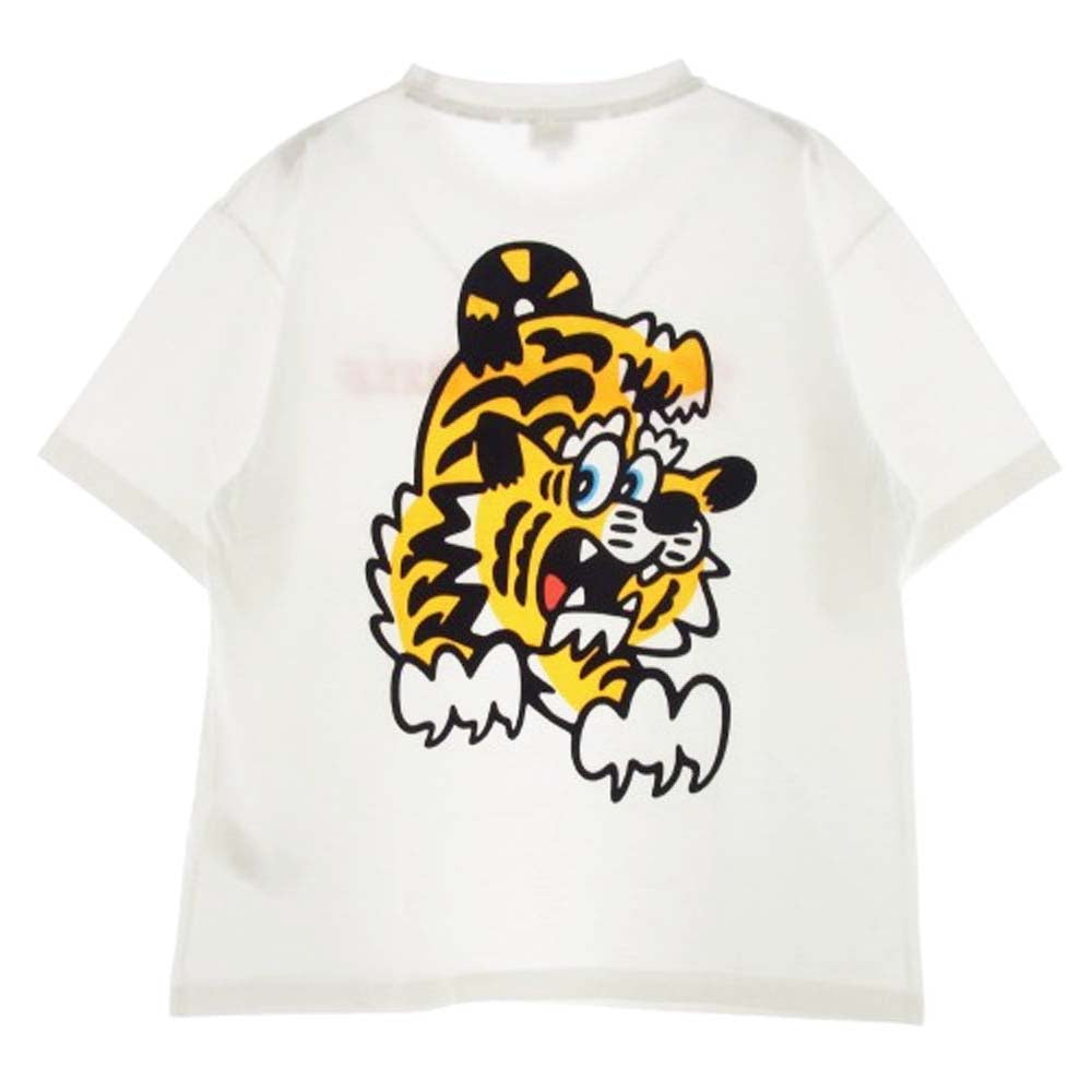 KENZO ケンゾー FF55TS5474SG VERDY COLLECTION OVERSIZE TSHIRT バックタイガープリント フロッキー ロゴ 半袖Tシャツ ホワイト系 L【中古】