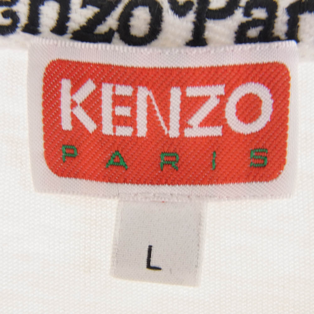 KENZO ケンゾー FF55TS5474SG VERDY COLLECTION OVERSIZE TSHIRT バックタイガープリント フロッキー ロゴ 半袖Tシャツ ホワイト系 L【中古】