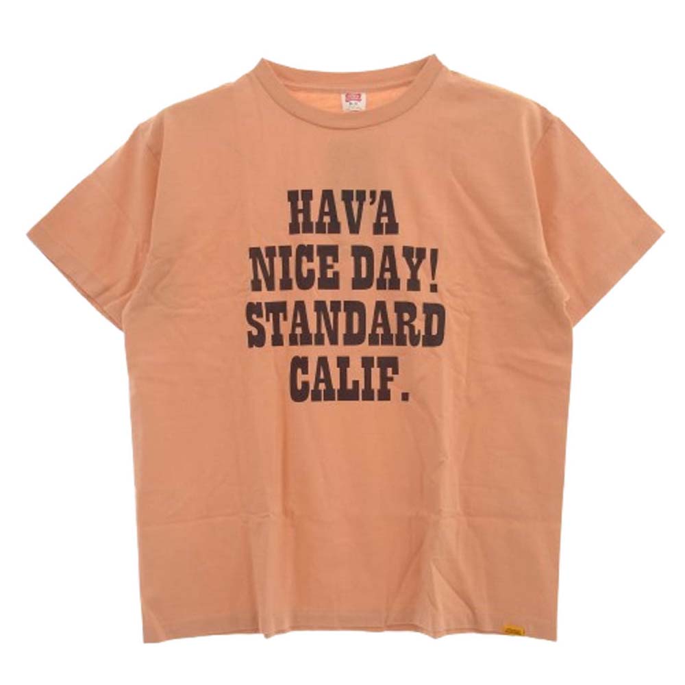 STANDARD CALIFORNIA スタンダードカリフォルニア SD US Cotton H.N.D. Logo T ロゴ 半袖 Tシャツ ピンクオレンジ系 XL【極上美品】【中古】