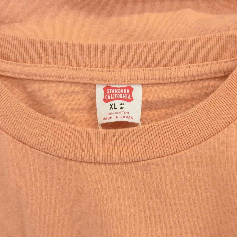 STANDARD CALIFORNIA スタンダードカリフォルニア SD US Cotton H.N.D. Logo T ロゴ 半袖 Tシャツ ピンクオレンジ系 XL【極上美品】【中古】