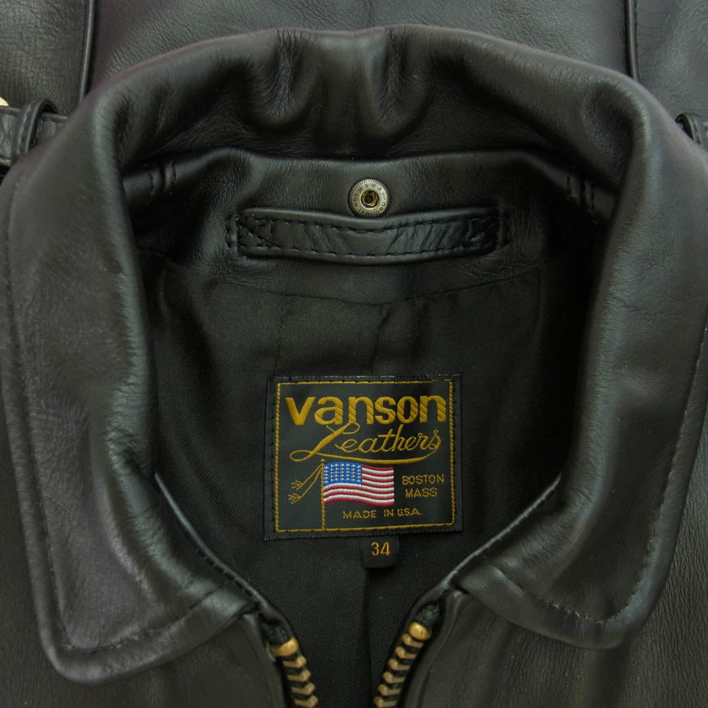 VANSON バンソン ENF 34 ENF LEATHER JACKET インフィールド シングル ライダース ジャケット ブラック系 34【中古】