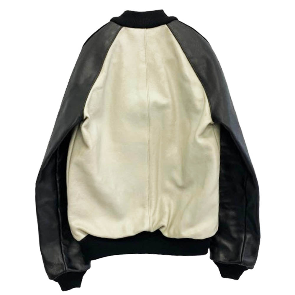 VANSON バンソン TJV 38 LEATHER JACKET ワッペン レザー ジャケット ブラック系 グレー系 38【中古】