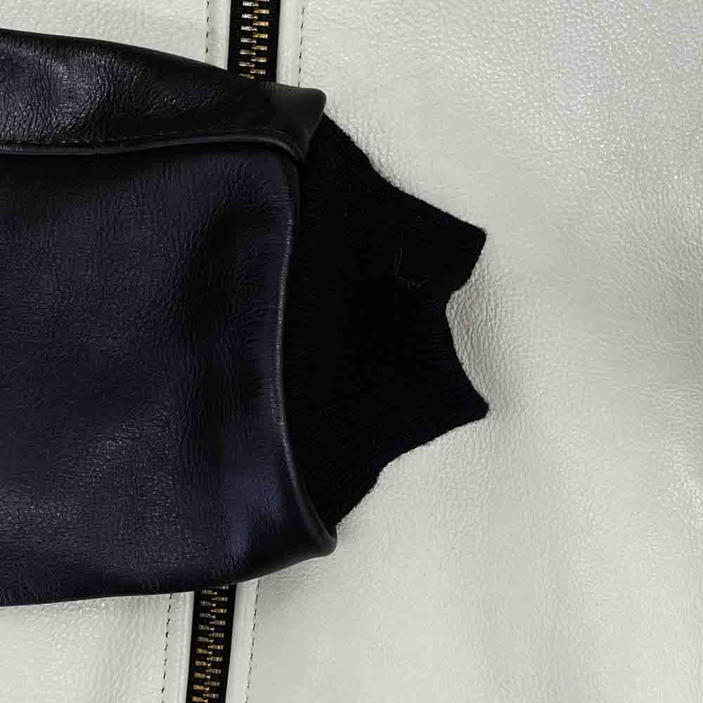 VANSON バンソン TJV 38 LEATHER JACKET ワッペン レザー ジャケット ブラック系 グレー系 38【中古】