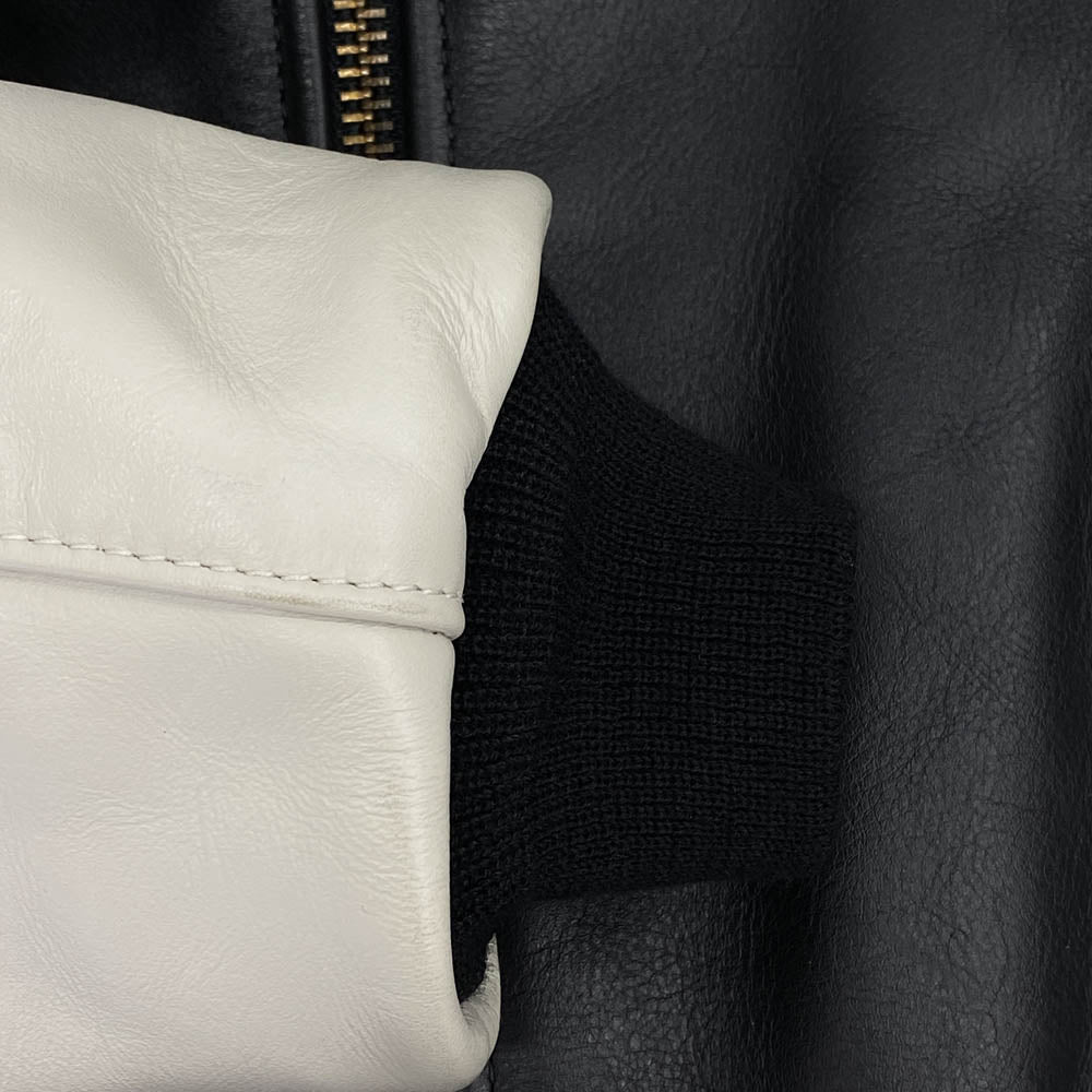 VANSON バンソン 9TJV x BACKDROP LEATHER JACKET ワッペン レザー ジャケット ブラック系 グレー系 38【極上美品】【中古】