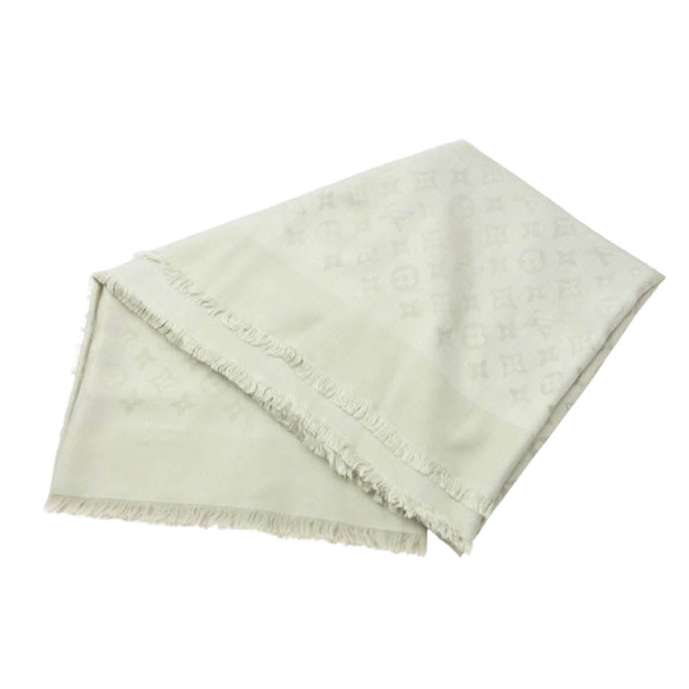 LOUIS VUITTON ルイ・ヴィトン シルク ウール ショール モノグラム ストール　 ベージュ系【中古】