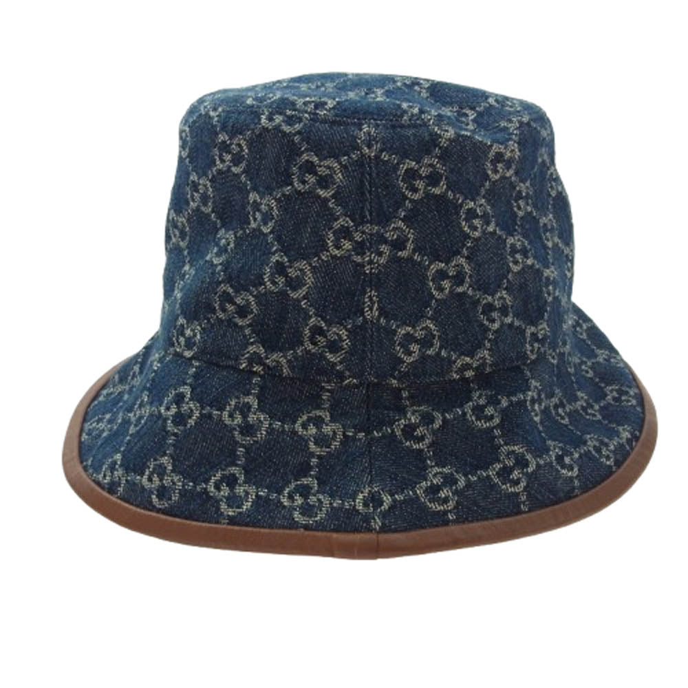 GUCCI グッチ 576371 GG デニム 総柄 バケットハット 帽子 インディゴブルー系 M【美品】【中古】