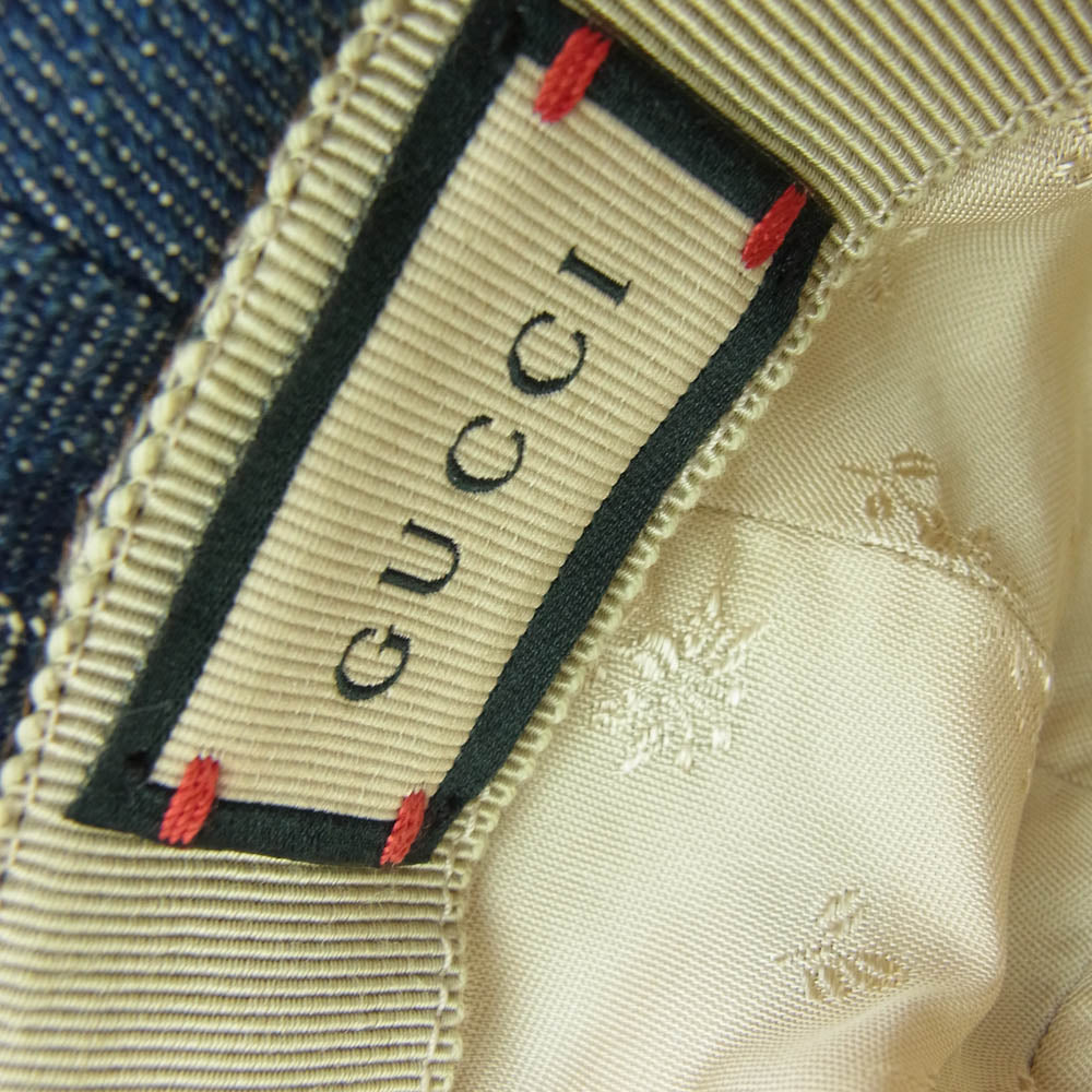 GUCCI グッチ 576371 GG デニム 総柄 バケットハット 帽子 インディゴブルー系 M【美品】【中古】