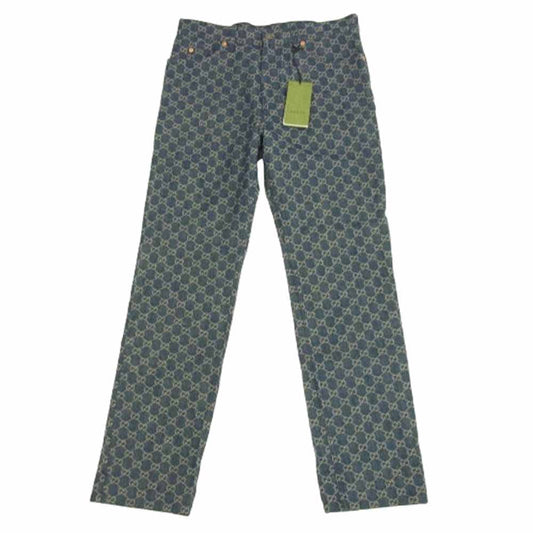 GUCCI グッチ 21SS 649092 GGロゴ ブルー デニム パンツ　 インディゴブルー系 32【極上美品】【中古】