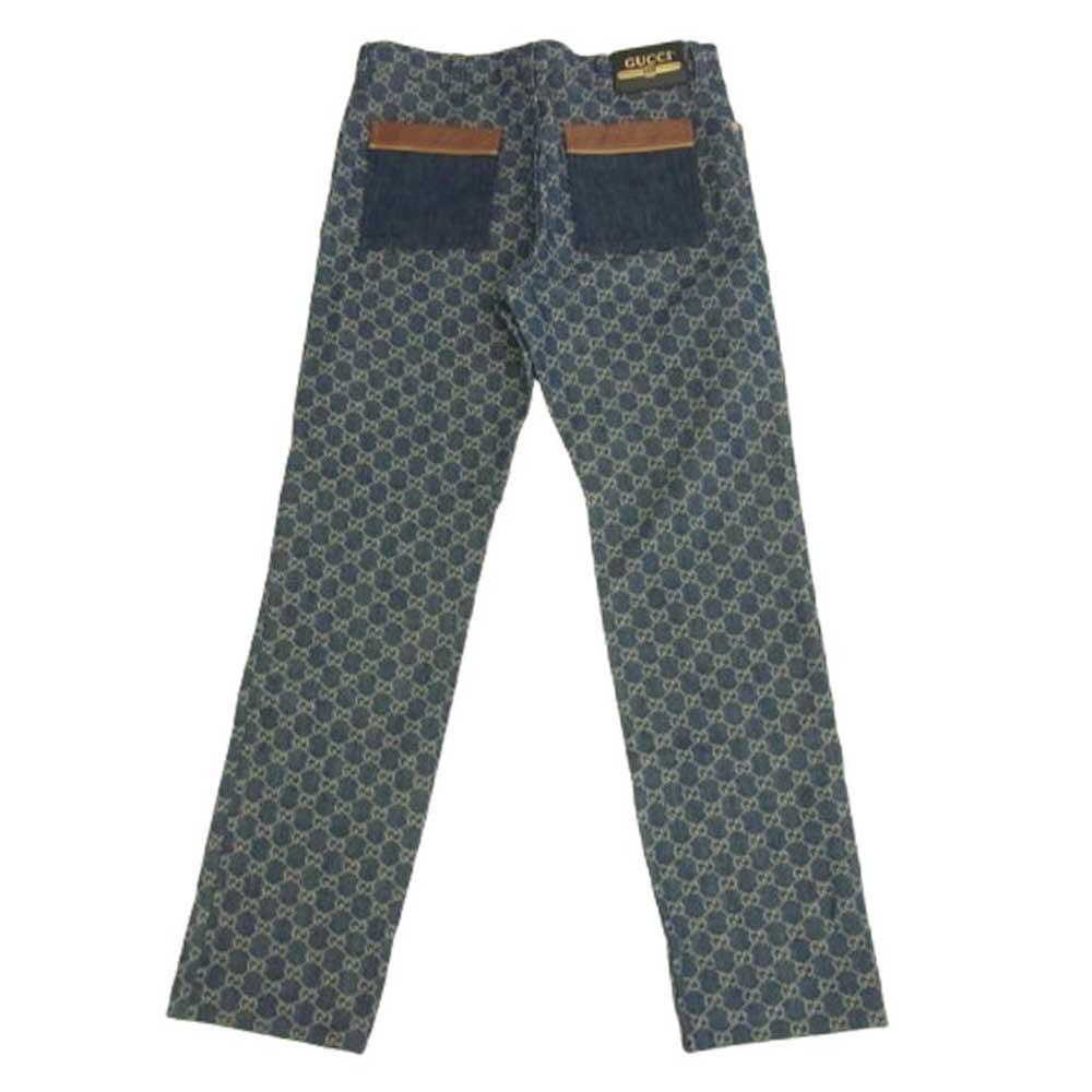 GUCCI グッチ 21SS 649092 GGロゴ ブルー デニム パンツ　 インディゴブルー系 32【極上美品】【中古】