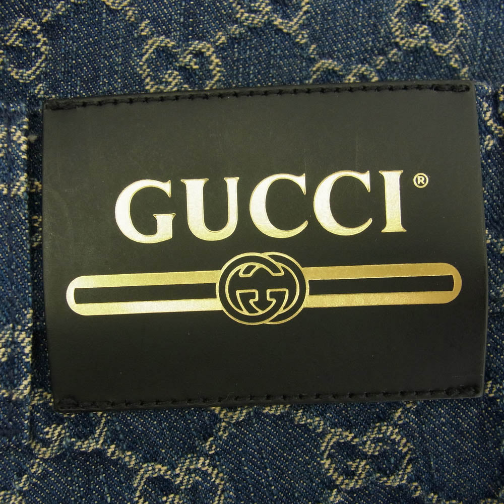 GUCCI グッチ 21SS 649092 GGロゴ ブルー デニム パンツ　 インディゴブルー系 32【極上美品】【中古】