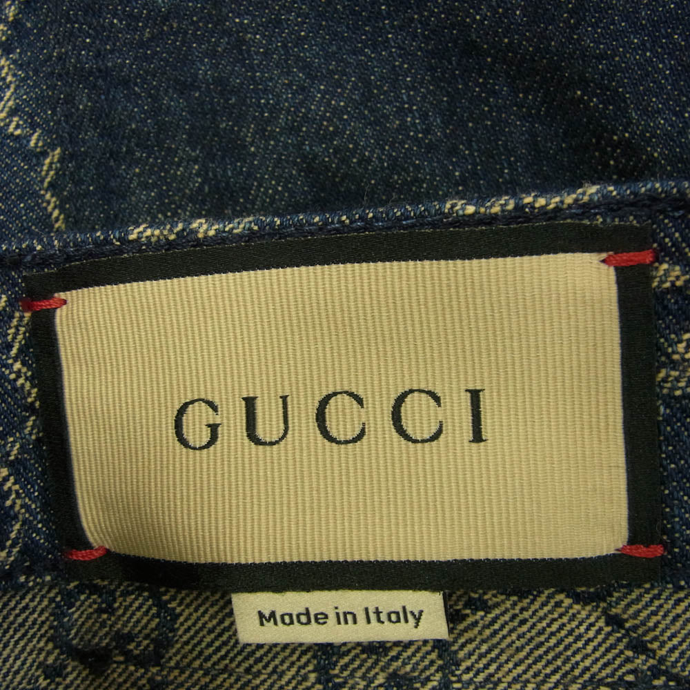 GUCCI グッチ 21SS 649092 GGロゴ ブルー デニム パンツ　 インディゴブルー系 32【極上美品】【中古】