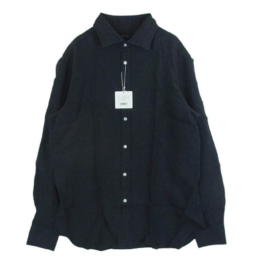 アルコディオ バイオウォッシュリネン 麻 長袖 シャツ 中国製 ブラック系 BLACK L【極上美品】【中古】
