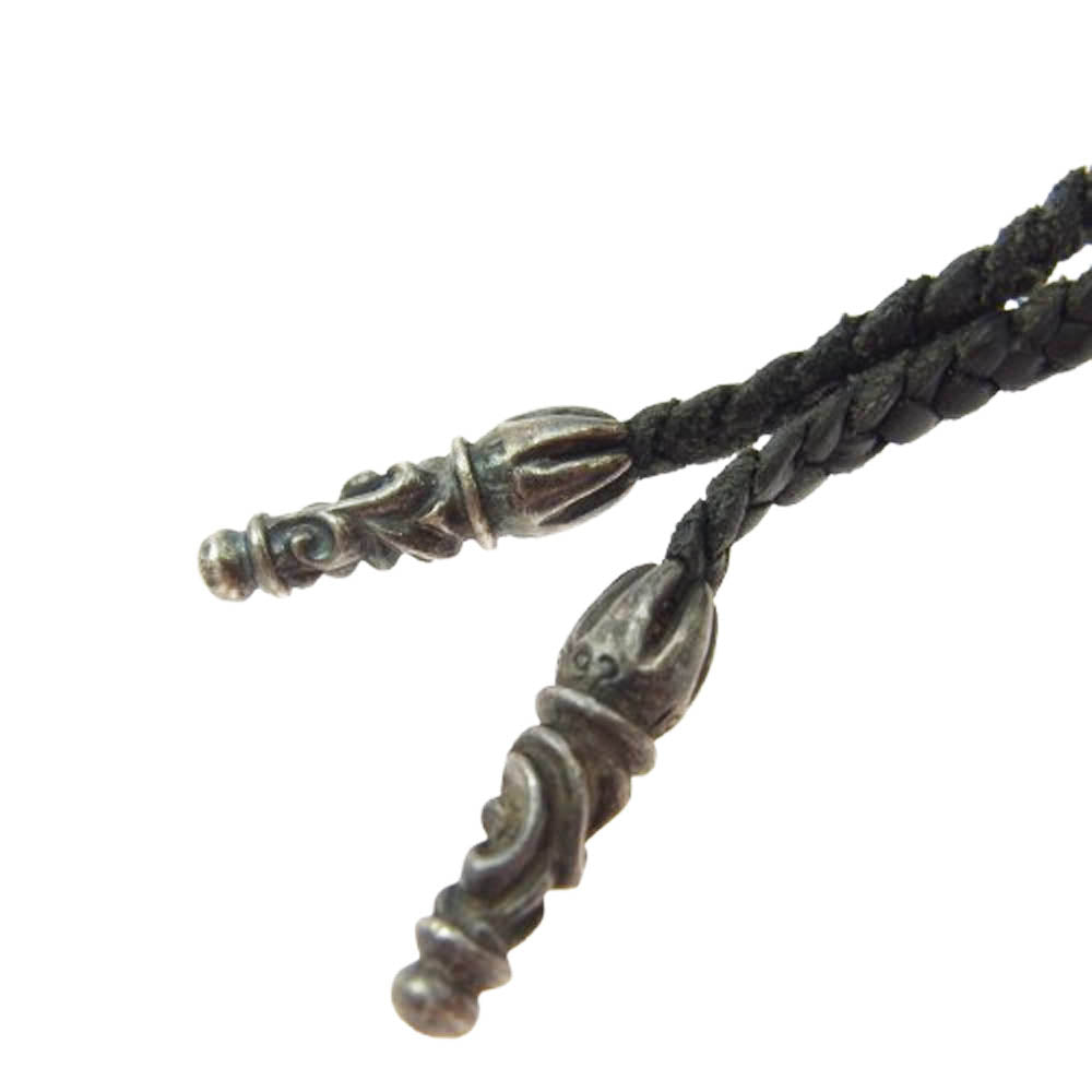 CHROME HEARTS クロムハーツ（原本無） LEATHER BRAID スクロール レザーブレード ネックレス チェーン ブラック系【中古】