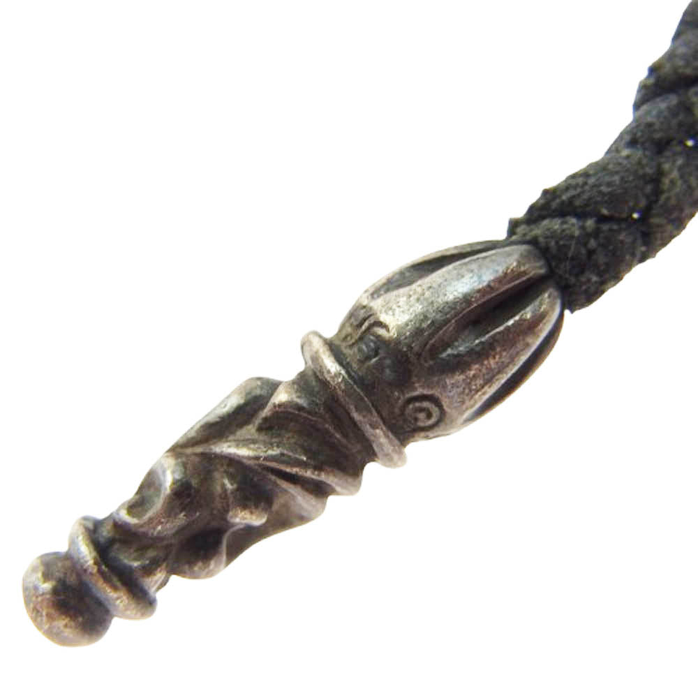 CHROME HEARTS クロムハーツ（原本無） LEATHER BRAID スクロール レザーブレード ネックレス チェーン ブラック系【中古】
