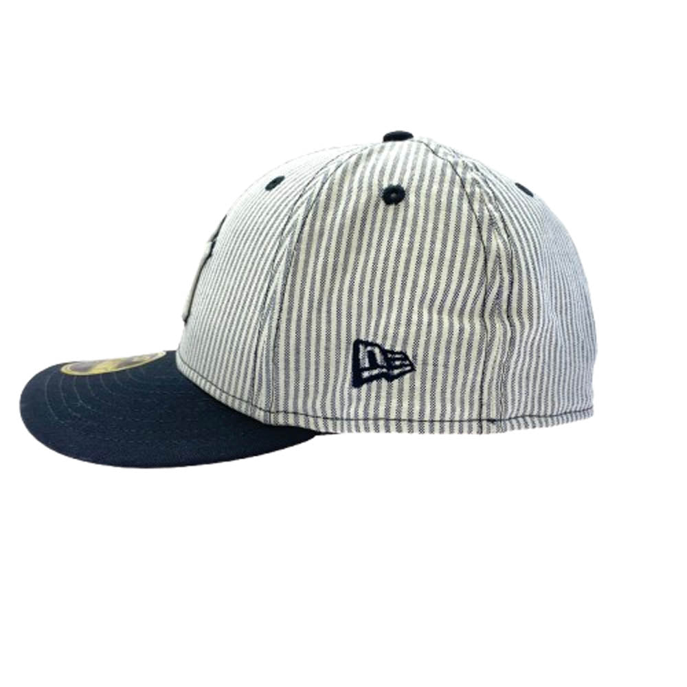 NEW ERA ニューエラ NEWYORK YANKEES ニューヨークヤンキース ストライプ ベースボール キャップ 帽子 ホワイト系 ダークネイビー系 7 3/8【新古品】【未使用】【中古】