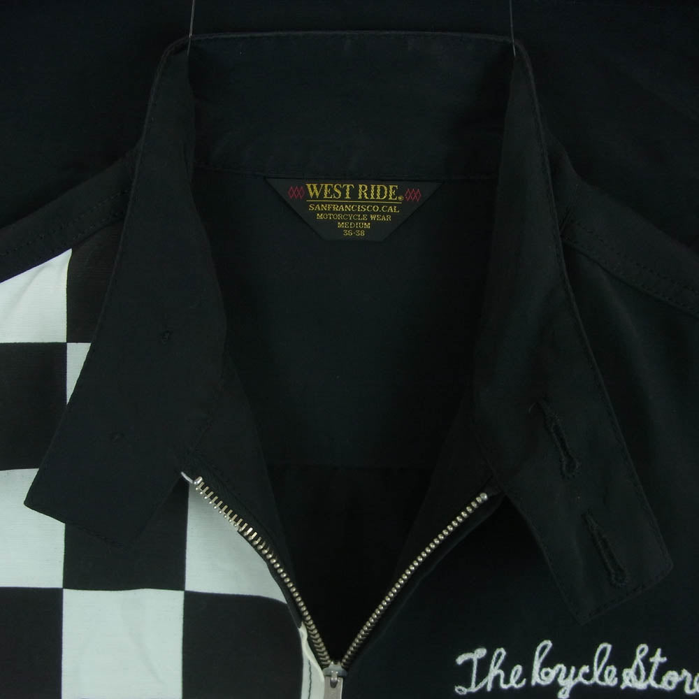 WESTRIDE ウエストライド チェッカー柄 ナイロン ジャケット 日本製 ブラック系 ホワイト系 M 36 - 38【中古】