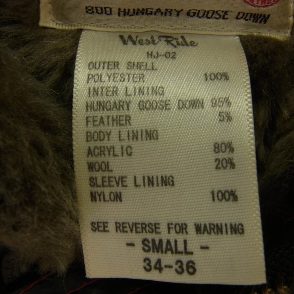 WESTRIDE ウエストライド HJ-02 RACING DOWN JACKET レーシング ダウン ジャケット ブラック系 S 34-36【中古】