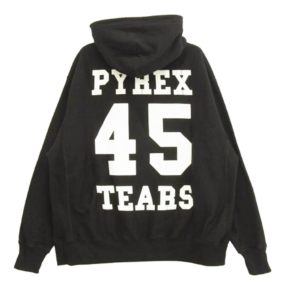 パイレックス × CHAMPION チャンピオン TEARS PULLOVER PRINT HOODIE プリント プルオーバーパーカー ブラック系 XXL ASIA/4XL【中古】