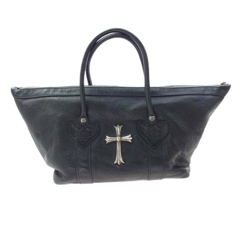 CHROME HEARTS クロムハーツ（原本無） MONICA BAG LARGE CH CRS CHクロス ラージクロス モニカ クロスボールボタン フローラルリベット バッグ ブラック系 シルバー系【中古】
