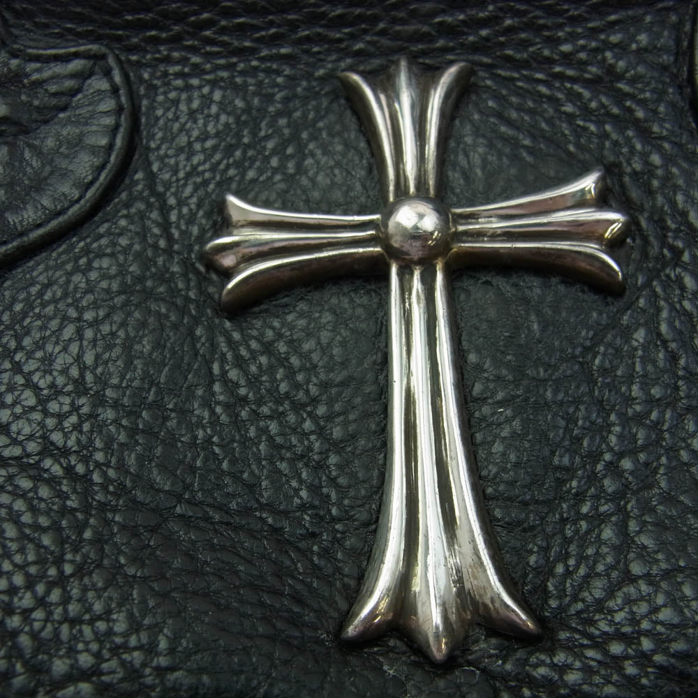 CHROME HEARTS クロムハーツ（原本無） MONICA BAG LARGE CH CRS CHクロス ラージクロス モニカ クロスボールボタン フローラルリベット バッグ ブラック系 シルバー系【中古】