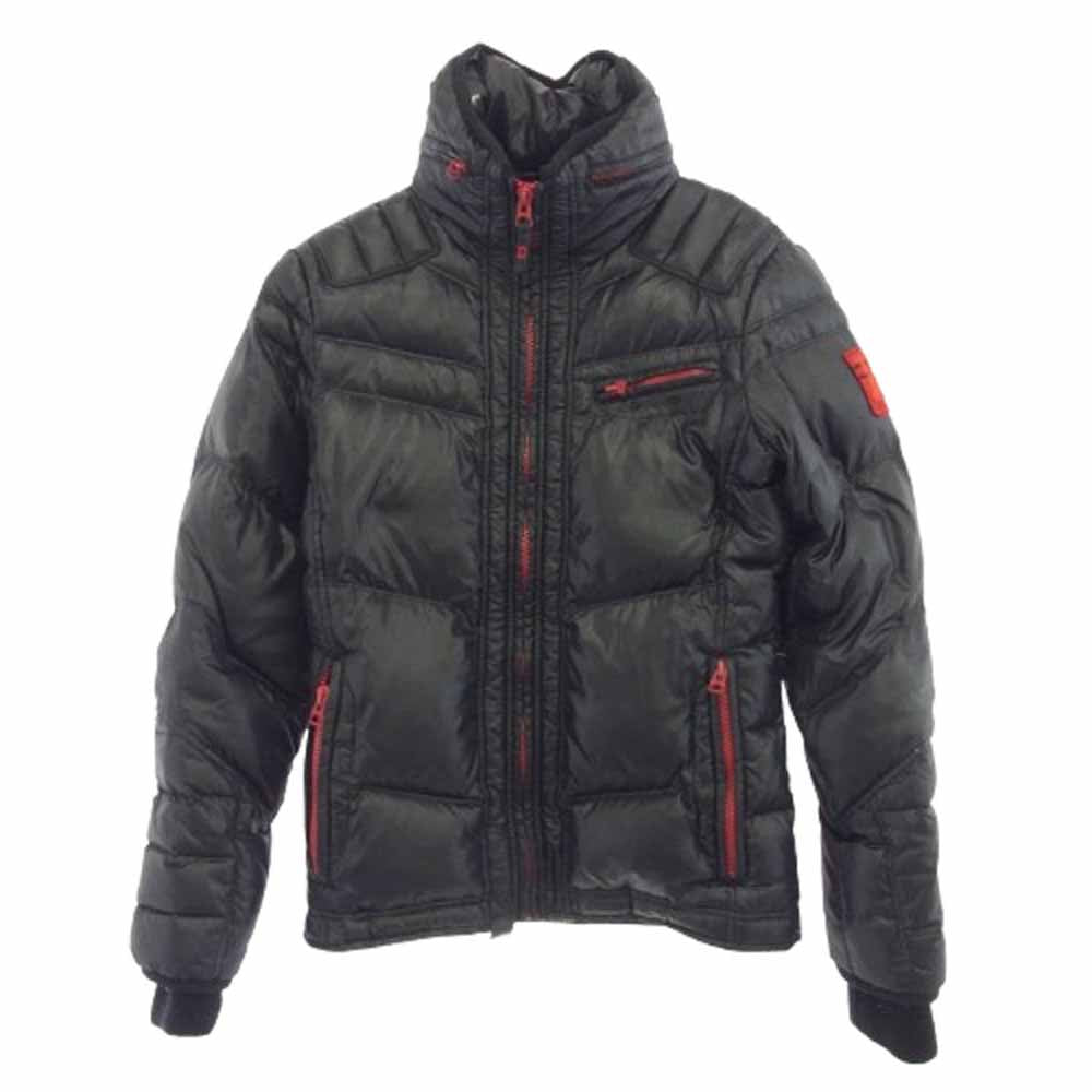 DIESEL ディーゼル 袖ロゴワッペン ダウン ジャケット ブラック系 S【中古】