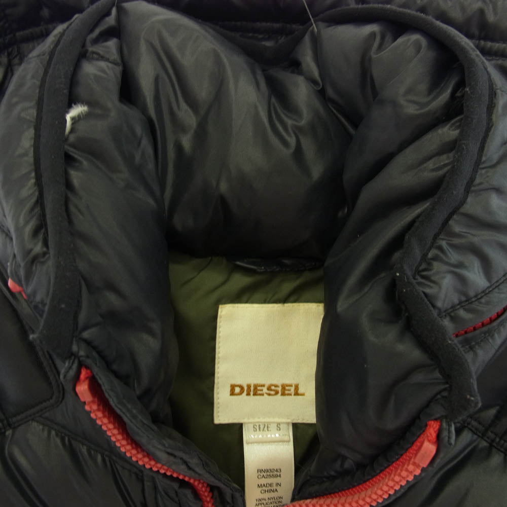 DIESEL ディーゼル 袖ロゴワッペン ダウン ジャケット ブラック系 S【中古】