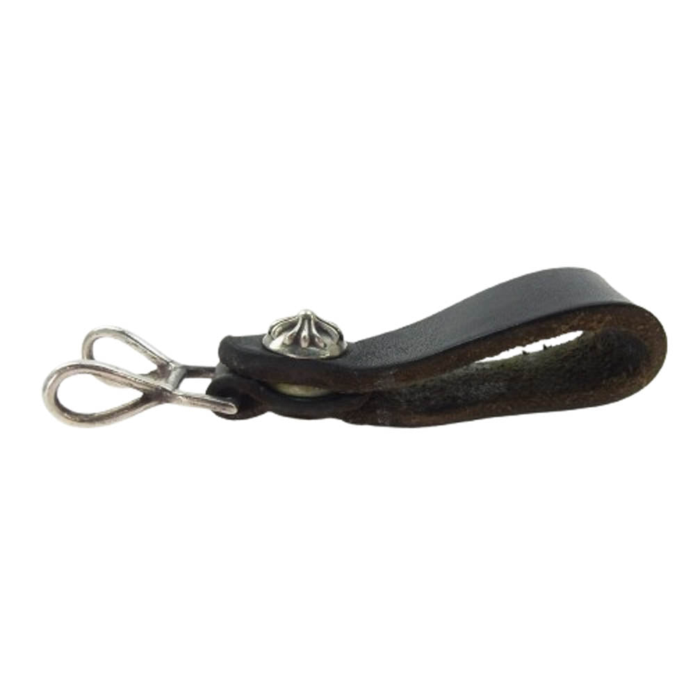 CHROME HEARTS クロムハーツ（原本無） BELT LOOP クロスボールボタン レザー ベルトループ ブラック系 シルバー系【中古】