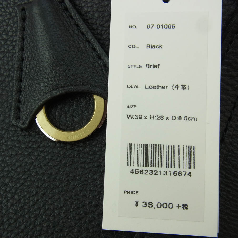 aniary アニアリ 07-01005 Shrink Leather シュリンクレザー ブリーフケース ビジネス トートバッグ ブラック系【新古品】【未使用】【中古】