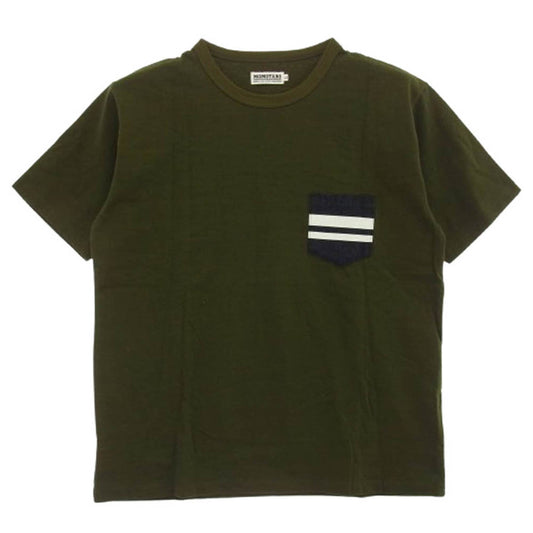 MOMOTARO JEANS 桃太郎ジーンズ GTB デニムポケット Tシャツ グリーン系 L【美品】【中古】