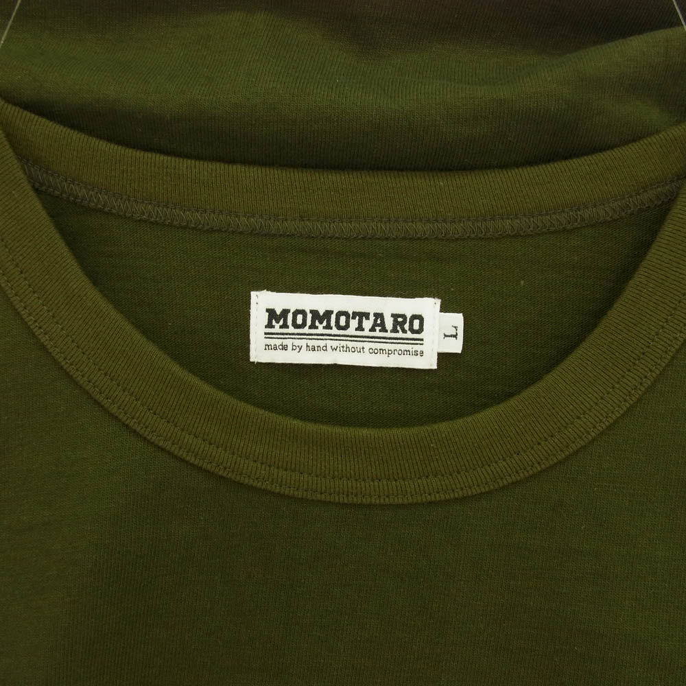 MOMOTARO JEANS 桃太郎ジーンズ GTB デニムポケット Tシャツ グリーン系 L【美品】【中古】