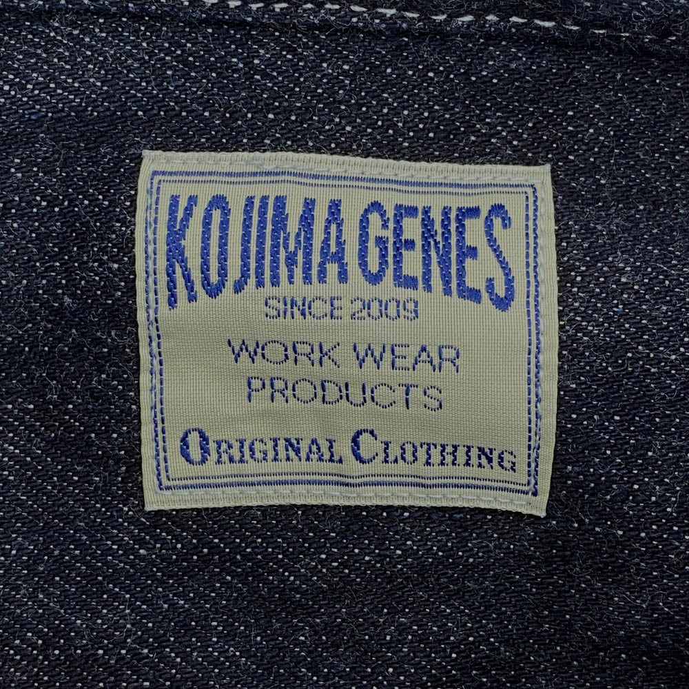 KOJIMA GENES 児島ジーンズ マルチ コンボ ワーク シャツ デニム ヒッコリー ストライプ ダークネイビー系 L【美品】【中古】