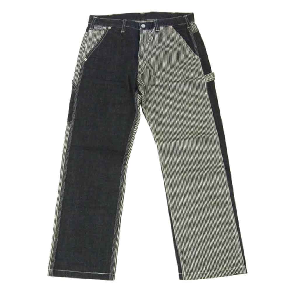 KOJIMA GENES 児島ジーンズ マルチコンボ ワークパンツ ペインター パンツ ジーンズ デニム ヒッコリー ストライプ ダークネイビー系 34【美品】【中古】