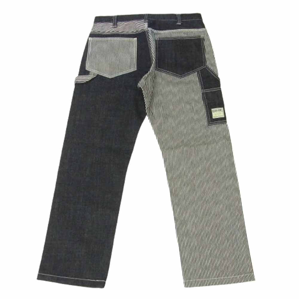 KOJIMA GENES 児島ジーンズ マルチコンボ ワークパンツ ペインター パンツ ジーンズ デニム ヒッコリー ストライプ ダークネイビー系 34【美品】【中古】